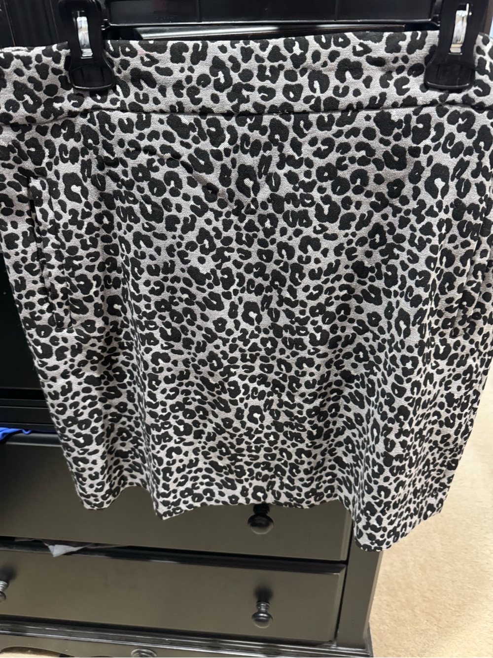 LOFT Black and White Leopard-Print Mini Skirt